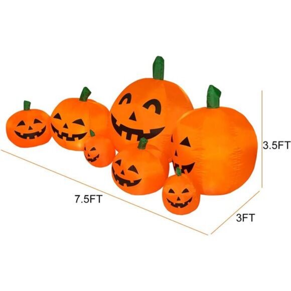 7.5 FT Inflatable Pumpkin Halloween Decorations, Halloween...